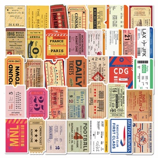 50pcs retro old ticket stubs art stickers decorative hand account stickers box computer waterproof stickers