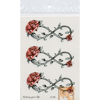 Tattoo Fashion แท็ททู สติกเกอร์ ลาย กุหลาบ Rose เถาวัลย์ Vine SC-968