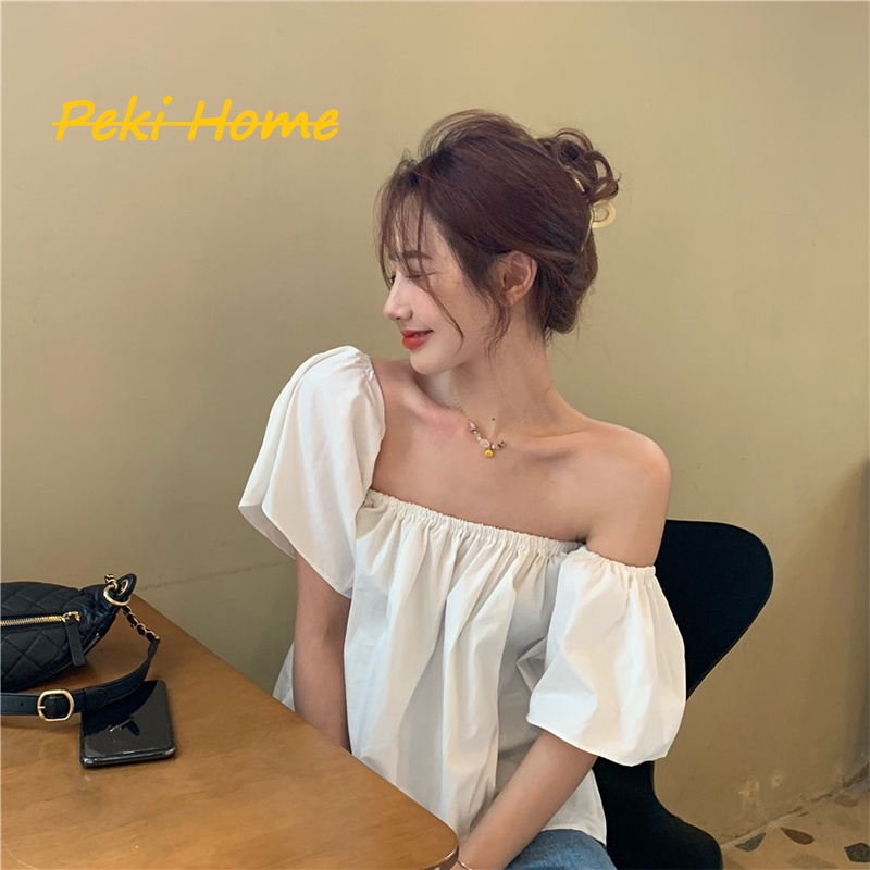 เสื้อผ้าแฟชั่นสีพื้น ปาดไหล่