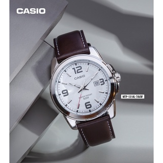 นาฬิกา Casio รุ่น MTP-1314L-7A นาฬิกาข้อมือผู้ชายสายหนัง สีน้ำตาล หน้าปัดขาว-ของแท้ 100% รับประกัน1ปี