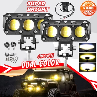 MGLLIGHT Led 3 ดวง 4 นิ้ว 3000K 6500K สีขาว เหลือง สําหรับรถจักรยานยนต์ Moto Car SUV ATV 4x4 Offroad