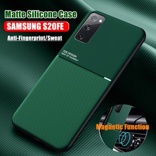 หนังสัตว์ เนื้อผ้ารถยนต์แม่เหล็กบางอ่อนนุ่มเคสปก  Samsung Galaxy S20 FE S20FE 5G กันกระแทกเคสโทรศัพท์มือถือปก Magnetic Car Holder Phone Cover Slim TPU Shockproof   Case