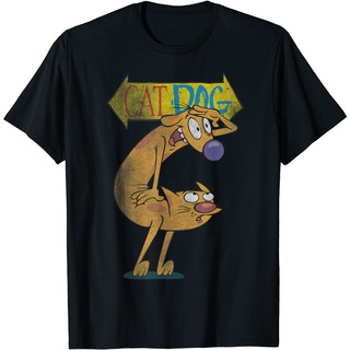 เสื้อยืดพิมพ์ลายเสื้อยืดเสื้อยืด พิมพ์ลายโลโก้ Nickelodeon CatDog สไตล์วินเทจ เรโทร คลาสสิก สําหรับผู้ชาย และผู้หญิงS-4X