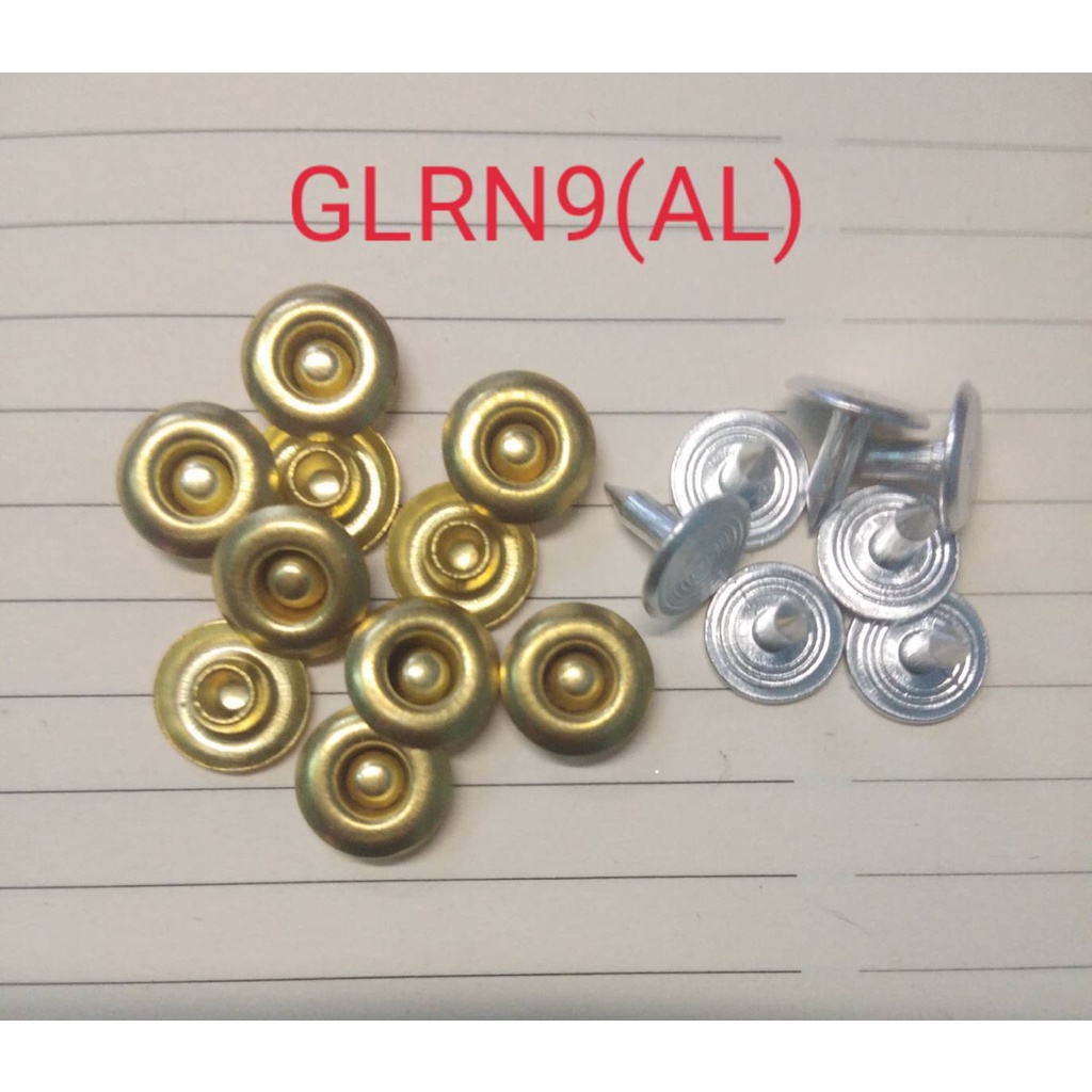 GLRN9(AL) หมุดนมจม9มิล สีทอง ขาอลูมิเนียม (50ชุด/ห่อ)