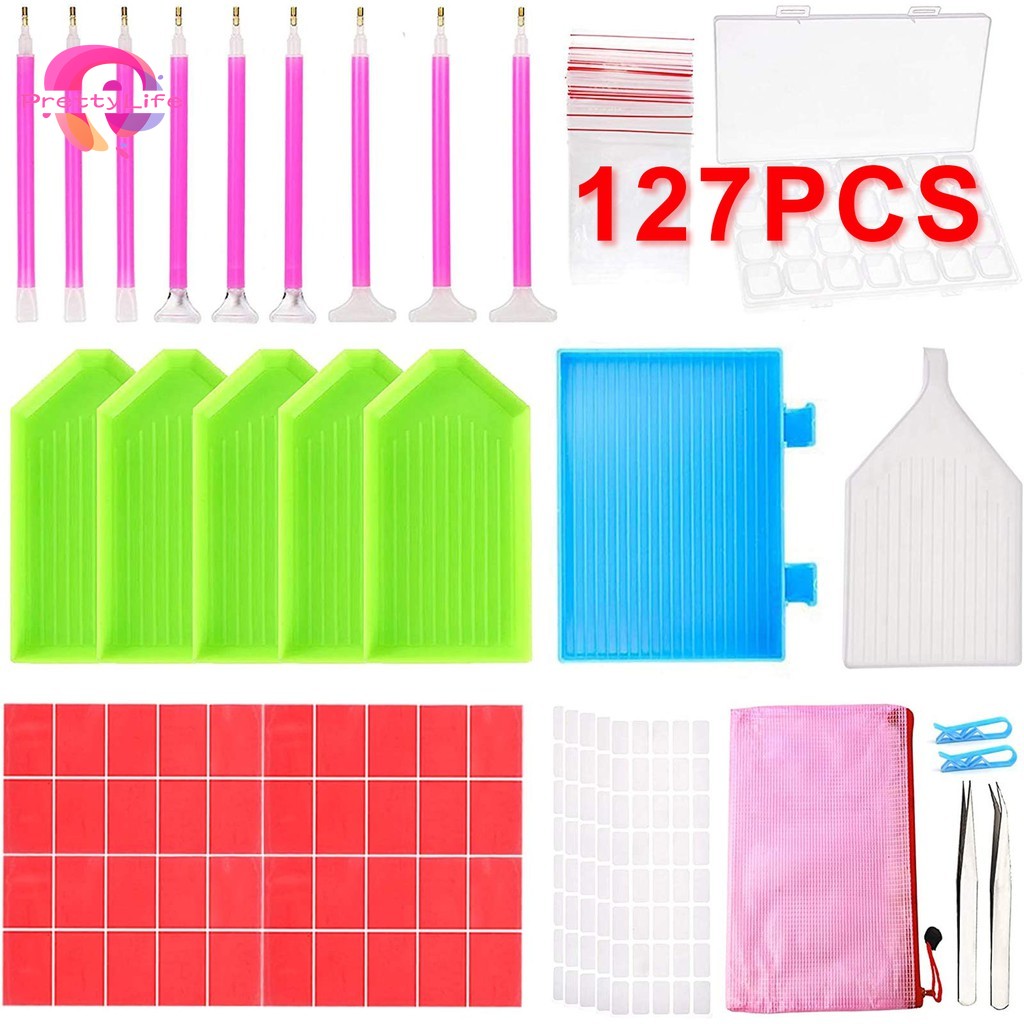 Pm ชุดเครื่องมือปากกาปักครอสสติตช์คริสตัล พร้อมกล่องเก็บ DIY 11 20 127 ชิ้น 工具 5249