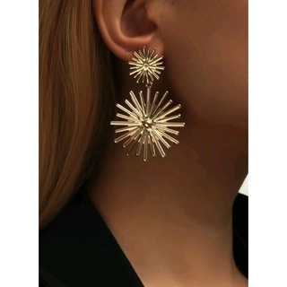 ต่างหูแฟชั่น ต่างหูแฉก สวยๆ เก๋ๆ Simple Solid Drop Earrings สีทอง ส่งจากไทย