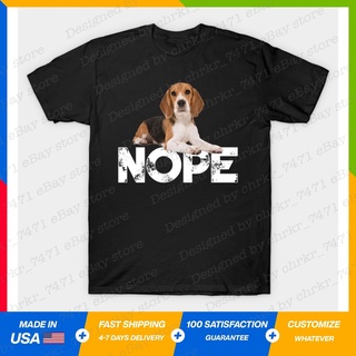 เสื้อยืดผ้าฝ้ายพิมพ์ลายแฟชั่น Nope เสื้อยืด ผ้าฝ้าย 100% พิมพ์ลาย Lazy Beagles Dog Lover Breed ของขวัญ สําหรับคนรักการขา