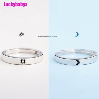 (Luckybabys) แหวนแฟชั่น รูปดวงจันทร์ ดวงอาทิตย์ ปรับได้ ครบรอบ