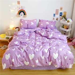 ส่งฟรี! ชุดผ้าปูที่นอน+ผ้านวมครบเซ็ต 6 ชิ้น “ลายหัวใจ” (สีม่วง) Purple Heart Beddings