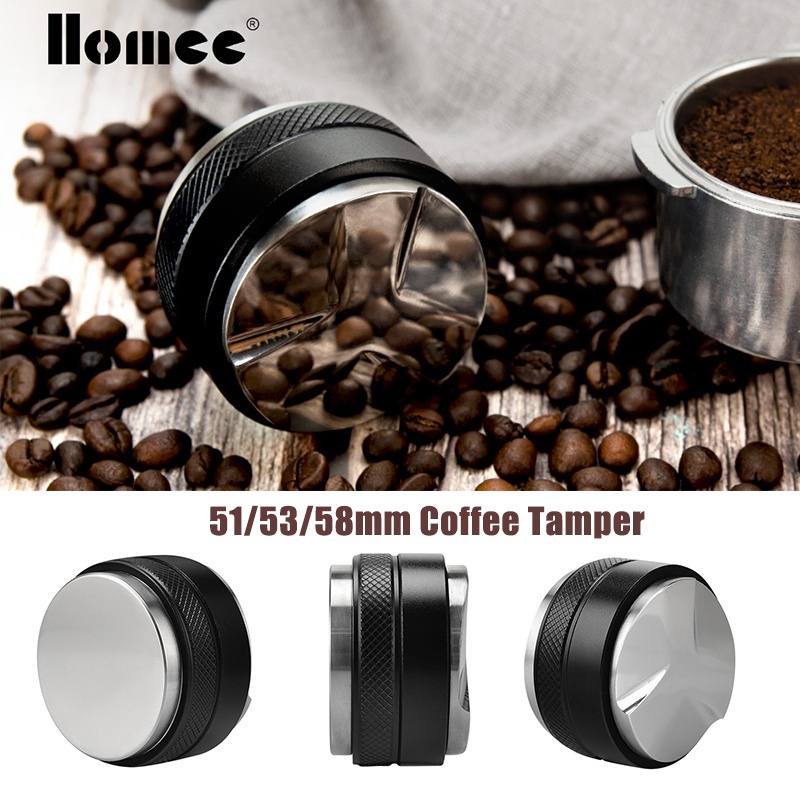 LOVIVER 58 53 Centimetri Nero 53mm Tampers per caffè Espresso in Acciaio Inossidabile con Livellatore Antimanomissione Intelligente Regolabile 