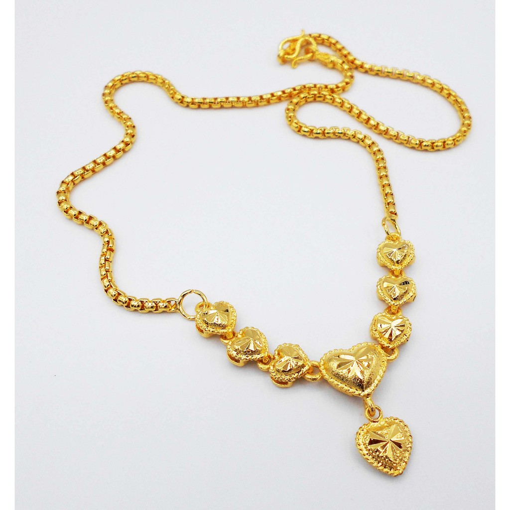 สร้อยคอทอง ห้อย จี้หัวใจ งานทองไมครอน พรีเมี่ยม ชุบด้วยเศษทองคำแท้ 96.5% หนัก 1 บาท ความยาว 18 นิ้ว เครื่องประดับผู้หญิง