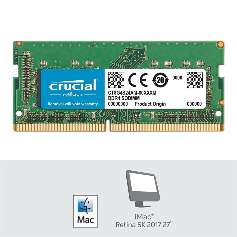 Crucial RAM หน่วยความจําแล็ปท็อป 8GB DDR4 3200MHz CL22 (หรือ 2933MHz หรือ 2666MHz) CT8G4SFRA32A