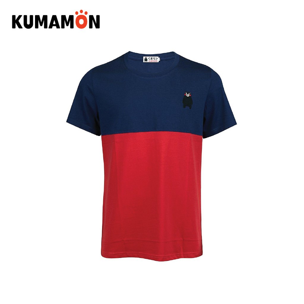 Kumamon Two Tone T-Shirt เสื้อยืดสองสี ตัดต่อช่วงอก ปักลายคุมะมง ลิขสิทธิ์แท้