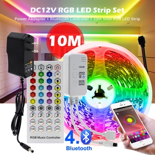 ฉลาด 10 ม สายไฟนีออน 300 Leds Rgb Led Strip 5050 30 Led / M  การซิงโครไนซ์เพลงด้วยบลูทูธ Rgb + อะแดปเตอร์ 12v  ไฟคริสต์มาส