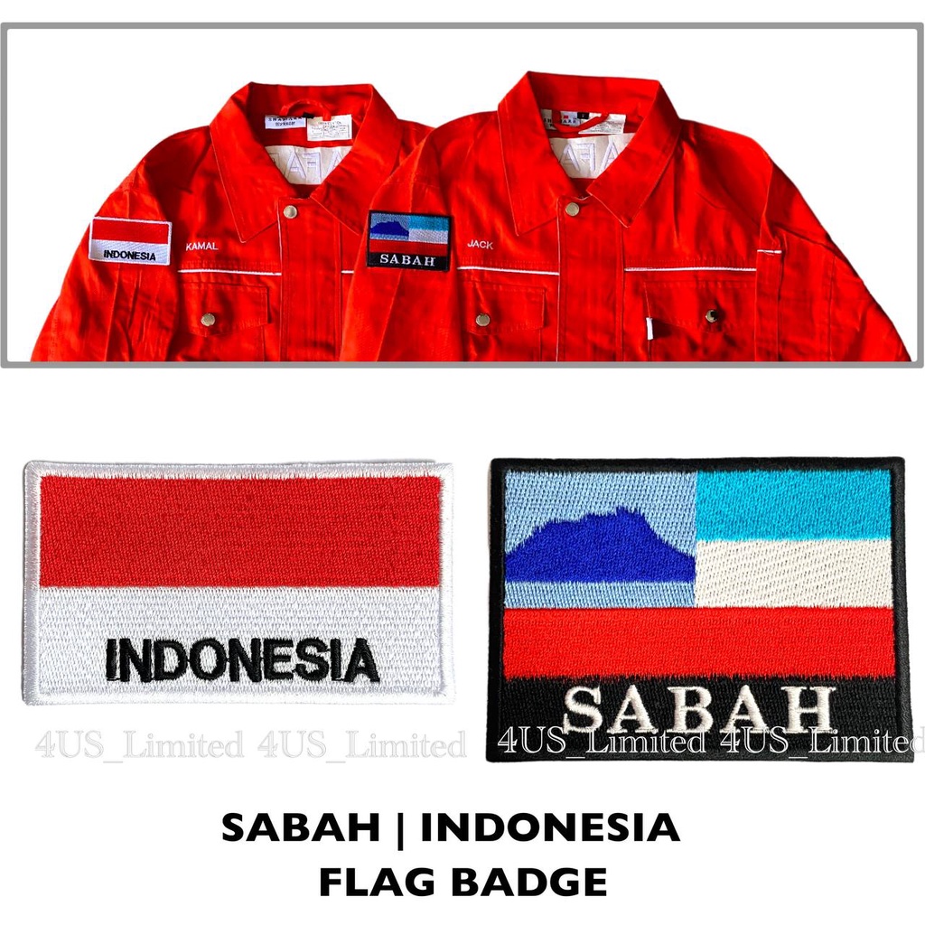 โลโก้ EMBROIDERY FALAG | SABAH FLAG | SARAWAK FLAG | JOHOR FLAG PATCH