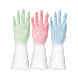【จัดส่งในประเทศไทย】URGEST glove ถุงมือล้างจาน งานบ้าน สองสี ซักรีด กันน้ำ พลาสติก หนัง ในครัวเรือน ทำความสะอาด กันลื่น ทนทาน