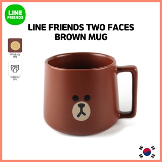 Line Friends Brown Two face Mug cup ไลน์เฟรนด์ หมีบราวน์ brown แก้วน่ารัก