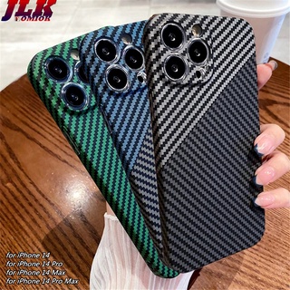 [FOMIOK] Ultra Thin Carbon Fiber Texture Case For iPhone 14 13 Pro Max iPhone14 14Max 14promax Luxury Shockproof Hard PC Cover Casing