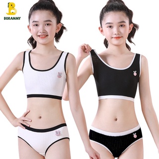 QQS362 【suit】หญิง bra development period นักเรียนชั้นประถมศึกษาผ้าฝ้ายแท้ 13 ปี 12 สาวชุดชั้นในเด็กเสื้อกั๊ก set