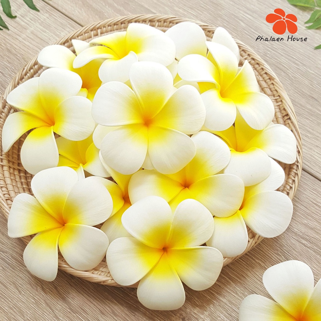 🌼พร้อมส่ง🌼 ดอกลีลาวดีเหมือนจริง ขนาด 3 นิ้ว (แพ็คละ 10 ดอก) ขาวเหลืองกลางส้ม ลีลาวดี ดอกไม้ประดิษฐ์