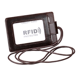 Rfid ซองใส่บัตร หนังแท้ อเนกประสงค์ พร้อมเชือกเส้นเล็ก