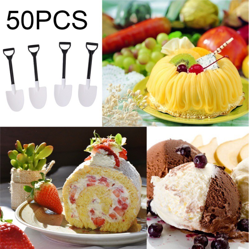 ช้อนพลาสติกขนาดเล็กแบบใช้แล้วทิ้ง 50 ชิ้น/ถุง