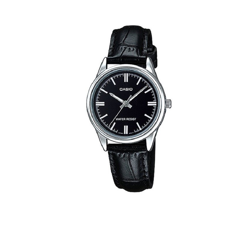 Casio นาฬิกาข้อมือผู้หญิง สีดำ สายหนัง รุ่น LTP-V005L-1AUDF