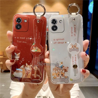 เคสโทรศัพท์ Samsung Galaxy A03 A03S A52S S21 FE M52 5G Phone Casing Colorfful Cute Cartoon Bear with Wristband Silicagel Soft Case เคส