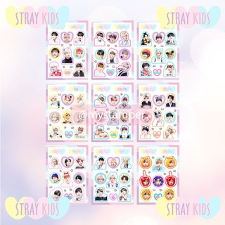 Sticker A6  Stray Kids (สั่งซื้อขั้นต่ำ50บาท คละแบบ คละลายได้ทั้งร้านค่ะ)