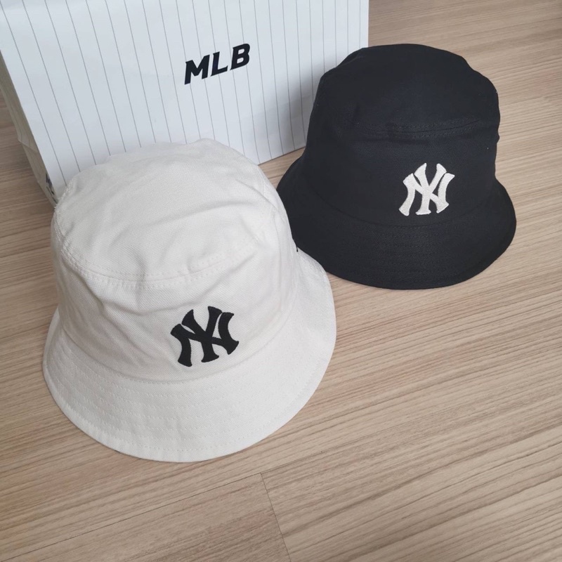 พร้อมส่ง MLB Oxford Bucket Hat หมวกปีก logo NY #6