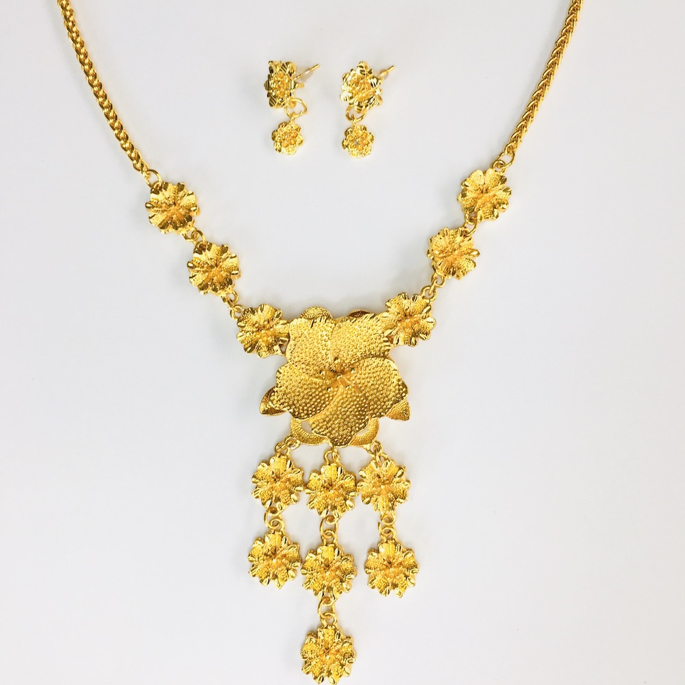 เครื่องประดับเสื้อผ้าจีน สร้อยคอจีนทอง ลายดอกไม้ เครื่องประดับจีน ต่างหูสไตล์จีน