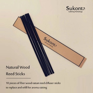 SUKONTA​ Natural Wood Reed Sticks   ก้านไม้ FIBER ความยาว 9.5 นิ้ว จำนวน 10 ชิ้น เพื่อการกระจายกลิ่น