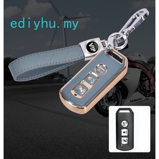 เคสรีโมตกุญแจ TPU 3 ปุ่ม สําหรับรถจักรยานยนต์ สกูตเตอร์ Honda PCX SH 125 150 forza350 key case holder with keyring