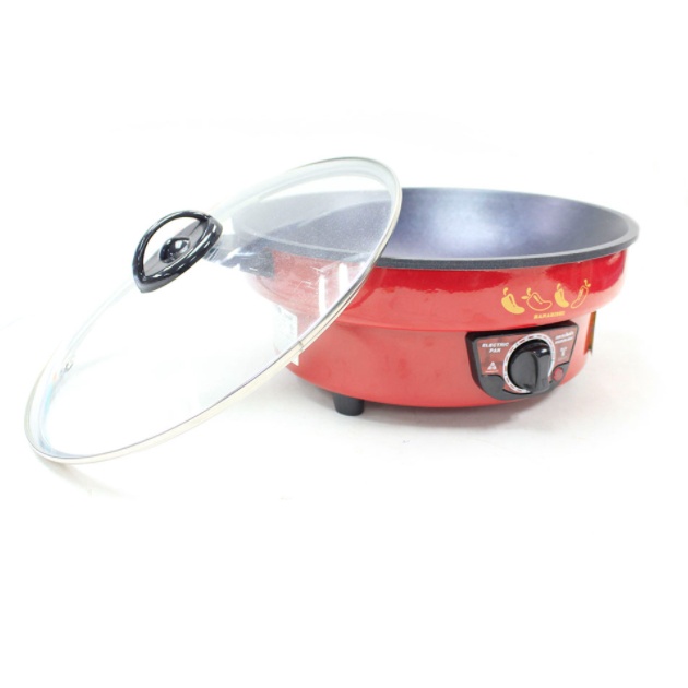 HANABISHI กระทะไฟฟ้า อเนกประสงค์ เคลือบ XYLON COAT รุ่น HGP-39  สีแดง ฮานาบิชิ กะทะไฟฟ้า ฝาแก้ว - รูปที่ 4