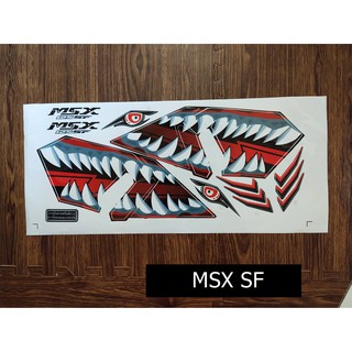 สติ๊กเกอร์ สติ๊กเกอร์เเต่ง MSX SF ลายฟันฉลามดุดัน สีแดง 1 ชุด ติดได้ทั้งคัน สติ๊กเกอร์เคลือบเงาคุณภาพสูง