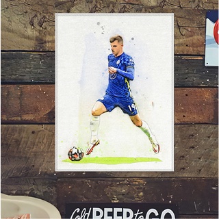 โปสเตอร์ ผ้าแคนวาส เมสัน เมาท์ เชลซี Mason Mount Chelsea ภาพวาด ศิลปะ นักบอล นักฟุตบอล