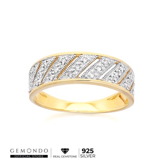 Gemondo แหวนเงินแท้ 925 ชุบทอง 18K ประดับเพชร (Diamond) ดีไซน์ฝนดาวตก : แหวนทอง แหวนเพชร แหวนแถว ทองแท้ เพชรแท้