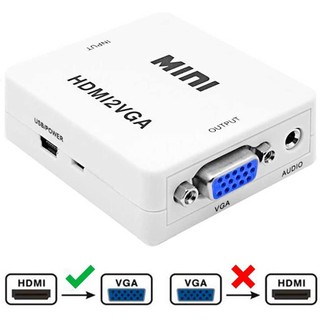 ตัวแปลง Mini HDMI to VGA HDMI 2 VGA Converter กับสายเคเบิ้ล USB 1080P