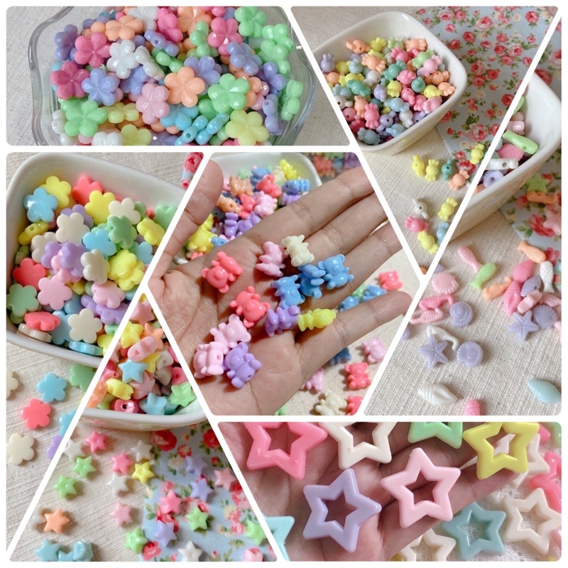 (A006)ลูกปัดสีพาสเทล มีหลายแบบ ลูกปัดตกแต่งdiy