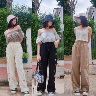 🥨Mini Waffle Pants กางเกงวอร์มขายาวปักลายหัวใจ