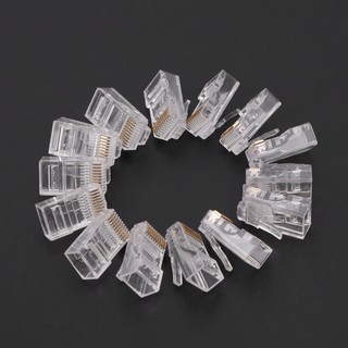 ปลั๊กคริสตัลเชื่อมต่อสายเคเบิลเครือข่าย แบบ 10P10C RJ48 50 ชิ้น/แพ็ก