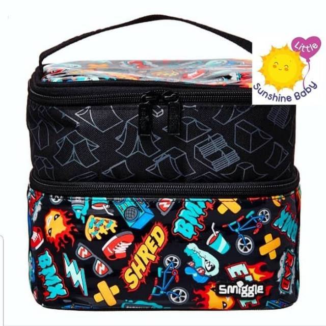 Smiggle Stylin Dual Square Lunch Box - Smiggle Ori Lunch Bag