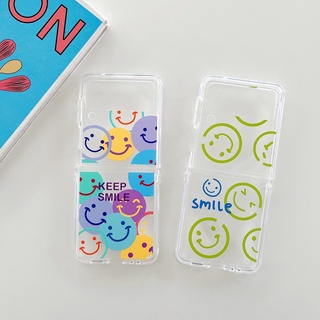 เคสโทรศัพท์มือถือแบบแข็ง ใส ลายหน้ายิ้มน่ารัก แฟชั่น สําหรับ Samsung Galaxy Z Flip 3 Z Flip3