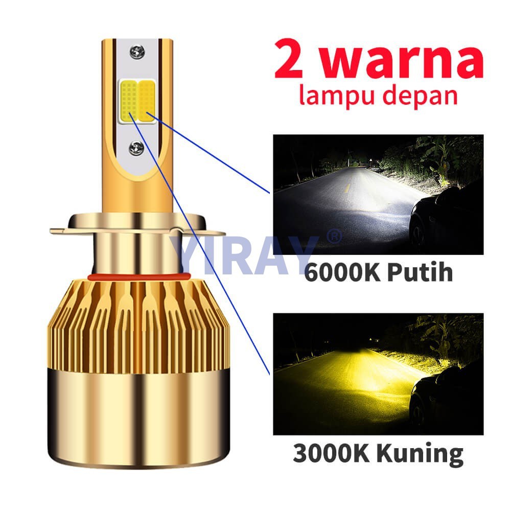 🌟สต็อกพร้อม🌟2PCS H4 H7 LED Ampoule de Phare 12V H8 H1 H3 H11 9005/HB3 9006/HB4 H27/880/881 9012 LED Double Voiture Ampoule 3000K 6000K 96W 9600LM