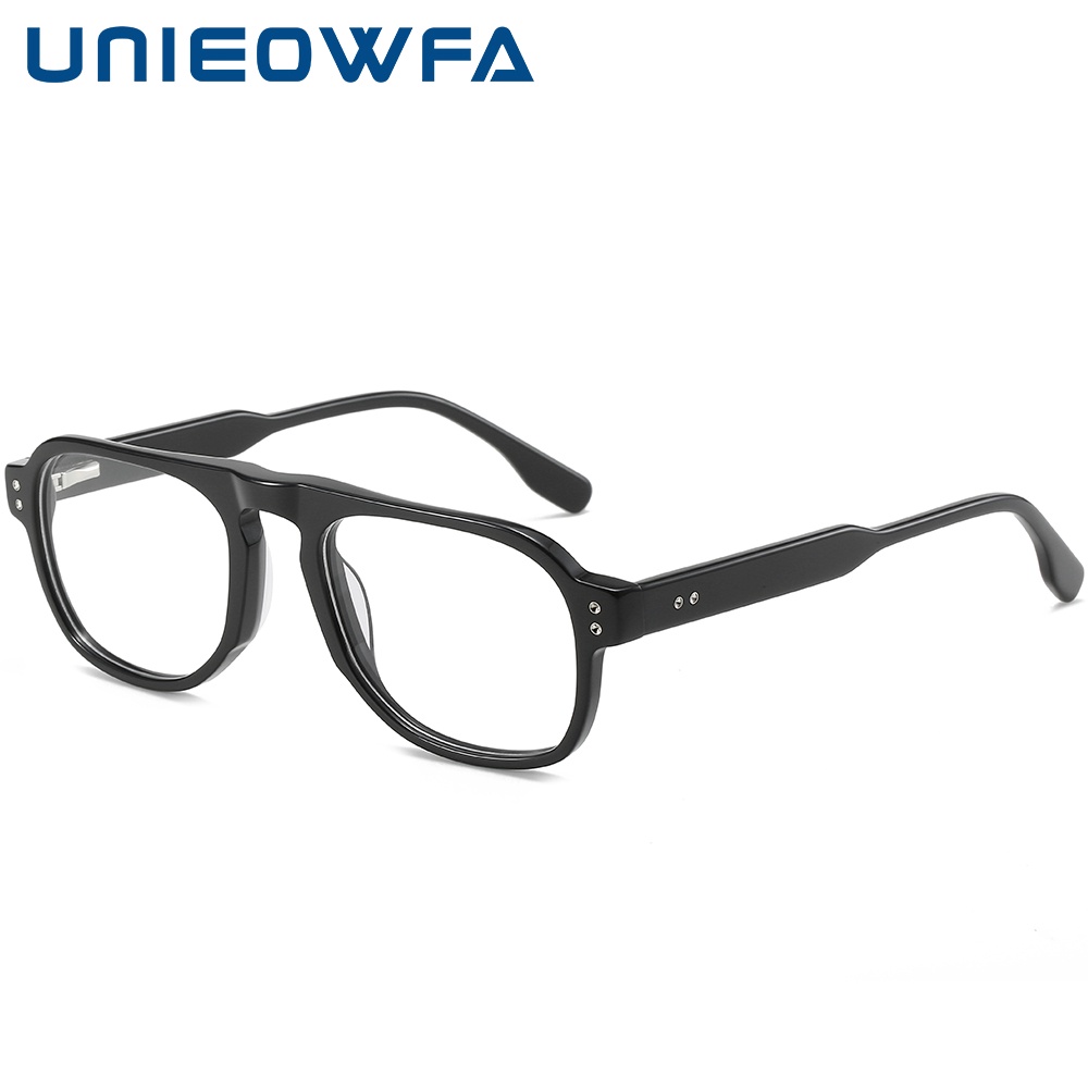 BUNIEOWFA Retro Optical Eyeglasses Frame Men Square Acetate Myopia