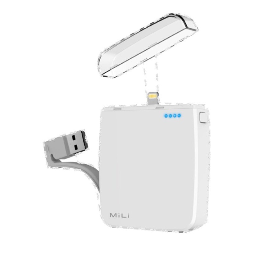 MiLi Power Angel 2 (2200mAh) Apple licenses พร้อมขาตั้ง สำหรับiPhone 5/5s/6/6s - White