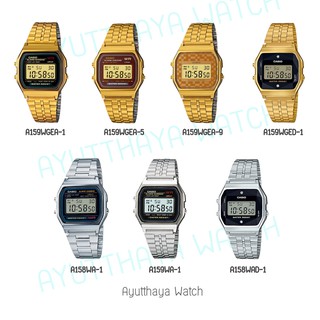 [ของแท้] Casio นาฬิกาข้อมือสแตนเลส รุ่น A158, A159  ของแท้ รับประกัน 1 ปี