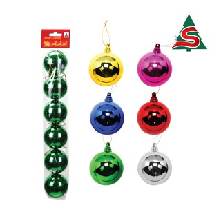 ลูกบอลวาวตกแต่งต้นคริสต์มาส มี 6 ขนาด คละสี คละแบบ Ornaments