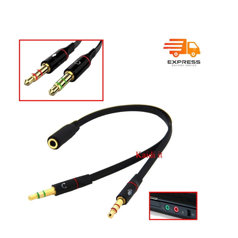 สายแปลง หูฟัง มือถือ ต่อเข้าคอม โน้ตบุ้ค Aux 3.5 เข้า 2 ออก 1