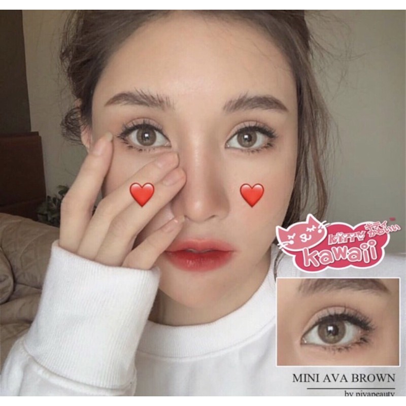 คอนแทคเลนส์ Kitty Kawaii คอนแทคเลนส์สายฝอ คอนแทคเลนส์ตาฝรั่ง คอนแทนเลนส์นิ่ม สบายตา 💖Mini Ava Brown 